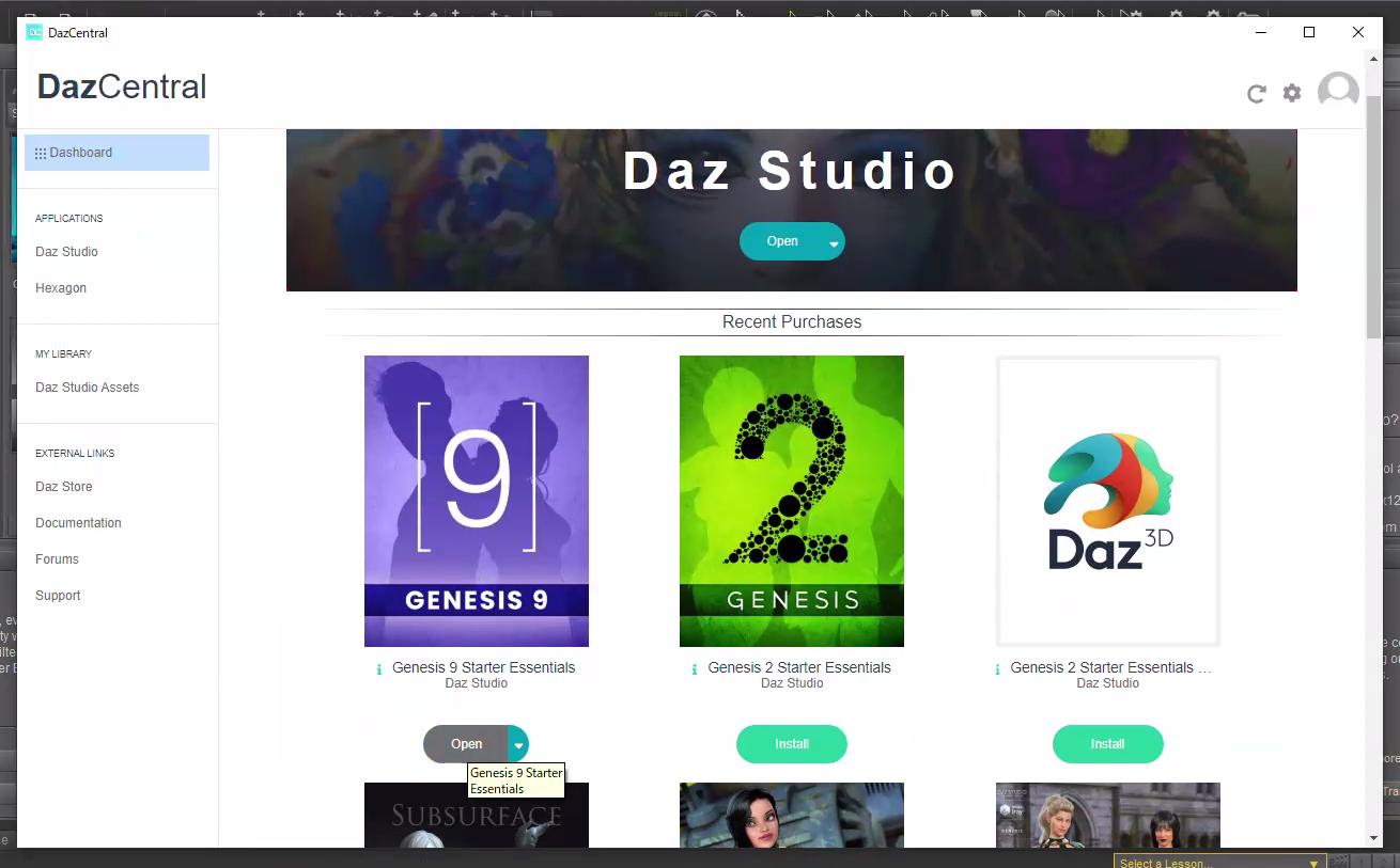 zuccie.com DazCentralからGENESIS9を開く